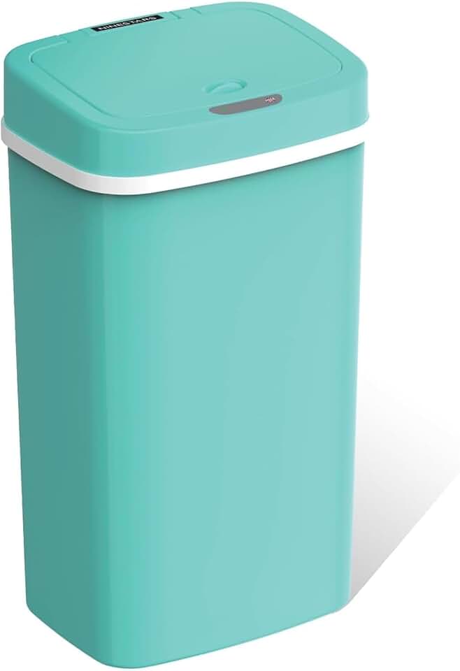 15L Smart Diaper Pail with Motion Sensor Lid | Touchless Hands-Free Baby Diaper Trash Can | Double Locking Seal | Slim Space-Saving Design | Quiet &amp; Durable (Turquoise)