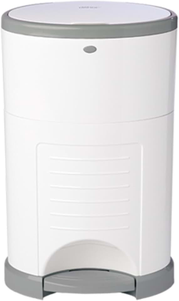 DEKOR Diaper EKO Plus Diaper Pail, White | ONLY Eco-Friendly Diaper Pail Made with 70% Recycled Materials | Hands-Free: Step–Drop–Done | Cost-Effective Refill System |Great Cloth Diaper Pail