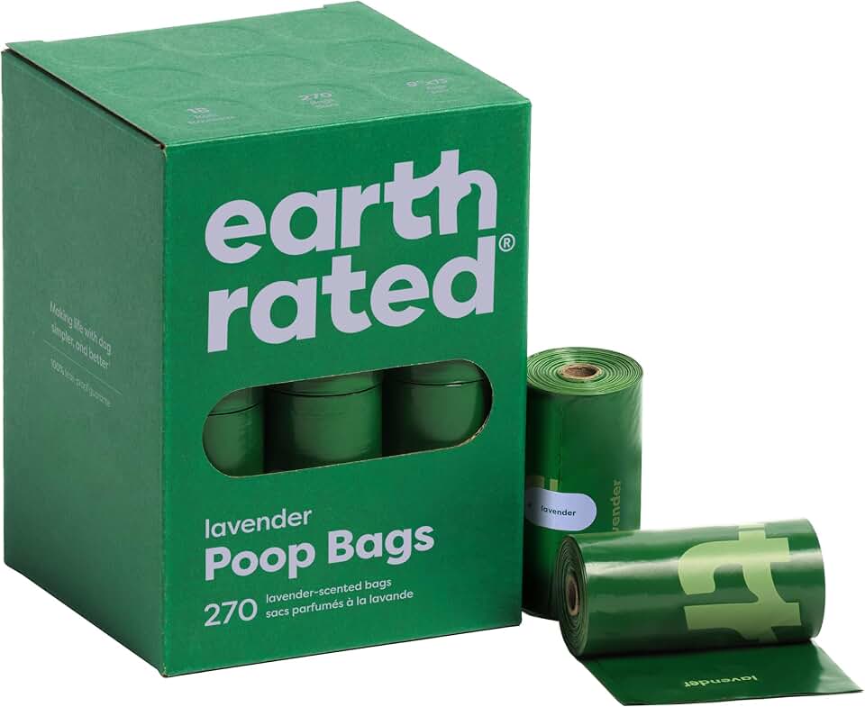 Earth Rated Dog Poop Bags on Refill Rolls, 270 Bags, Lavender | Guaranteed Leak Proof and Extra Thick Waste Bag Refill Rolls GreenCircle Certified: Recycled Content