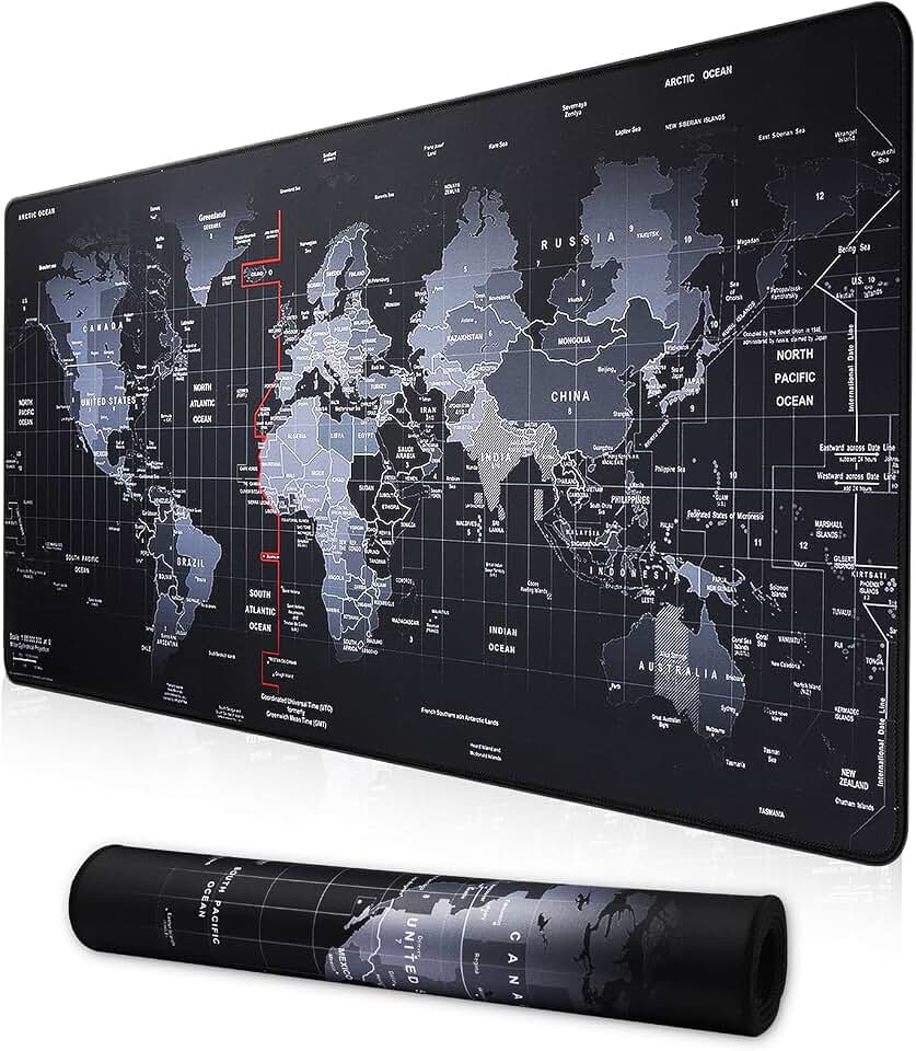 XXL Professional Large Mouse Pad &amp; Computer Game Mouse Mat (35.4x15.7x0.1IN, Map) (90 * 40 Map)