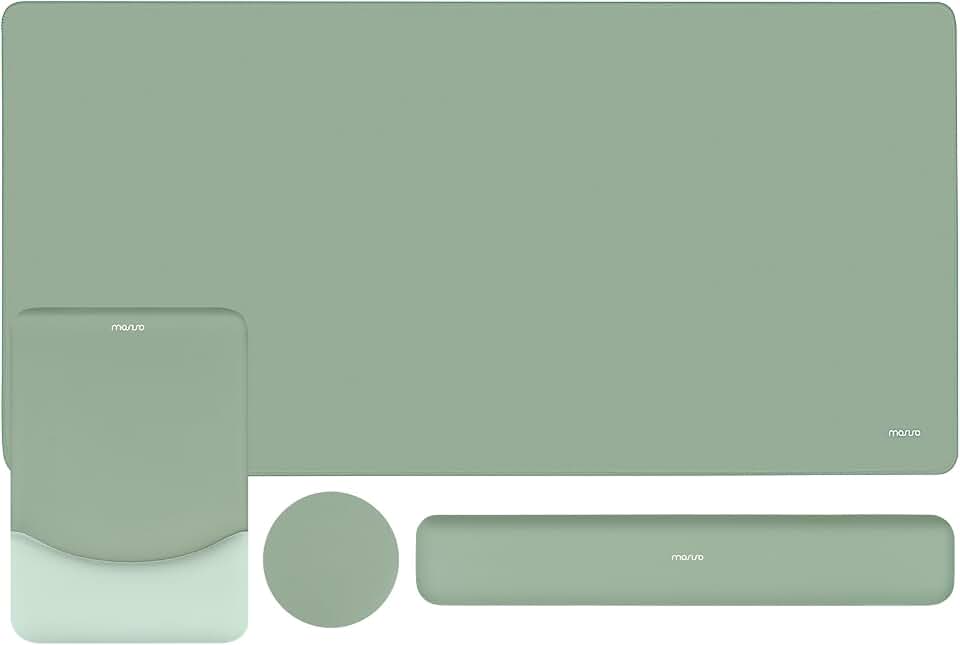 MOSISO Keyboard Mouse Pad Set, Large Gaming Mouse Pad&amp;Keyboard Wrist Rest | Rectangular Mousepad with Wrist Rest&amp;Coaster, Ergonomic Non-Slip&amp;Easy Typing Pad with Curved Silicone Lining, Antique Green