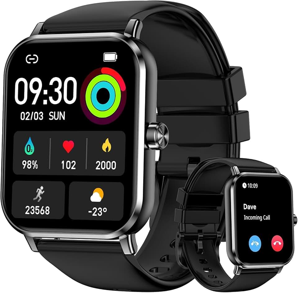 Smart Watch for Men Women, 1.83" HD Touchscreen Fitness Tracker, Smartwatch with Bluetooth Calling, 130+ Sports Modes, Heart Rate Sleep Step Monitor, IP68 Waterproof, Compatible with iOS &amp; Android