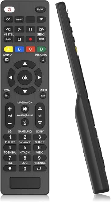 Universal TV Remote for Samsung, LG, TCL, Philips, Vizio, Hisense, Sharp, Sony, Panasonic, Sanyo, Insignia, Toshiba and Other Brands LCD LED 3D HDTV Smart TV Remote Control