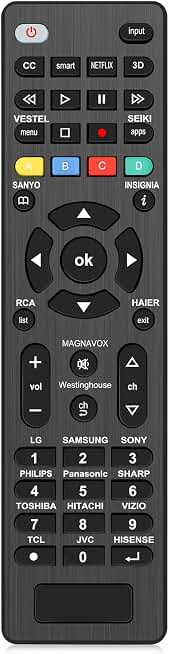 Universal Remote Control for Samsung, LG, Vizio, TCL Smart TVs | Universal TV Remote for Sony, Insignia, Sharp, Philips, Panasonic, JVC, Hisense, Toshiba, Sanyo, Seiki and Others