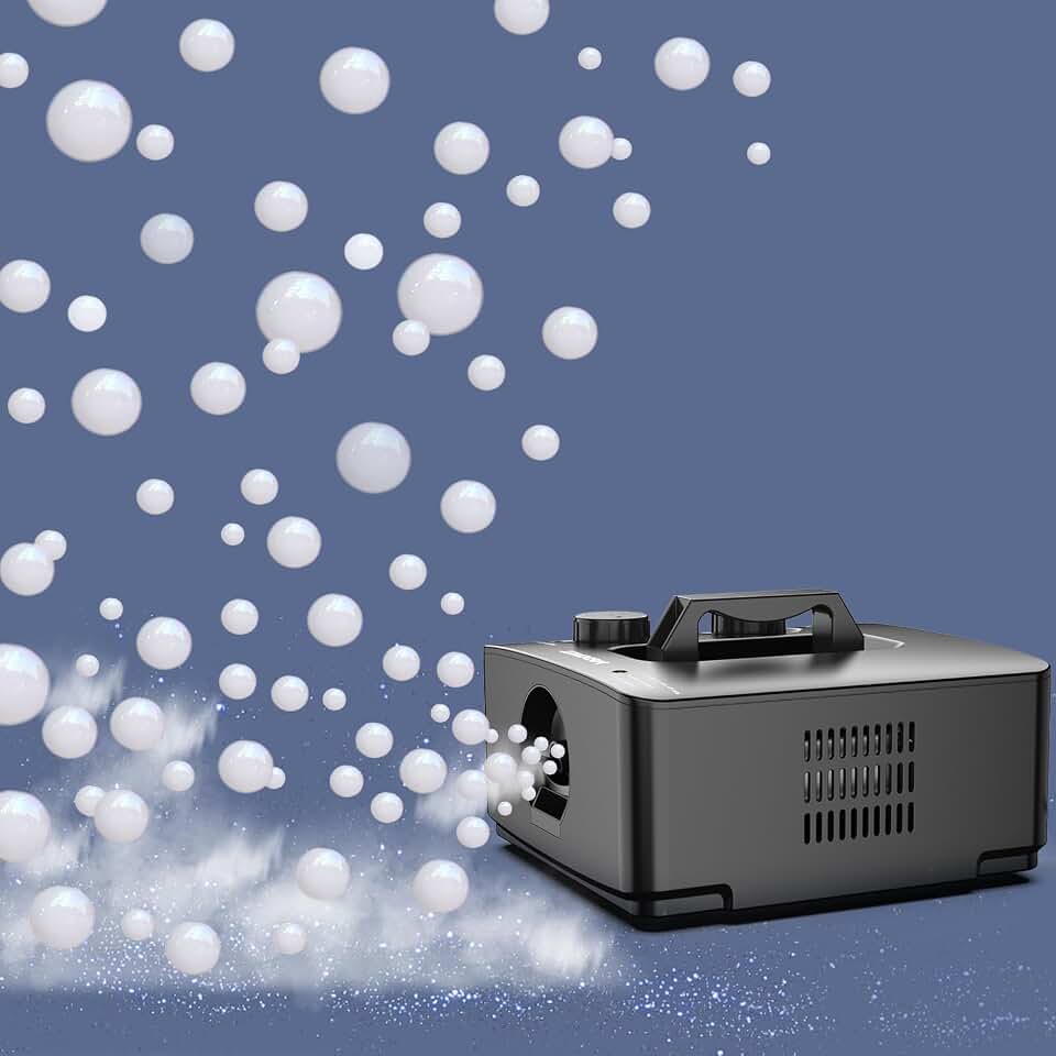 Wisdomlit Fog Bubble Machine, 2-in-1 No-Spill Smoke Bubble Machine (Black) | Leak-proof Tanks, 400W Power, 2 Bubble Modes, 8000+ Colorful or Fog-filled Bubbles for Indoor Outdoor Halloween Party