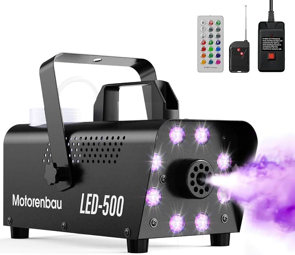 Fog Machine, 12 Colors Light, Smoke Machine, Auto Shutoff | 4000CFM, Auto Mode, Wireless Control, RGB Effect, Overheat Protect, for Halloween, Wedding, Party, DJ Stage, Indoor, Outdoor
