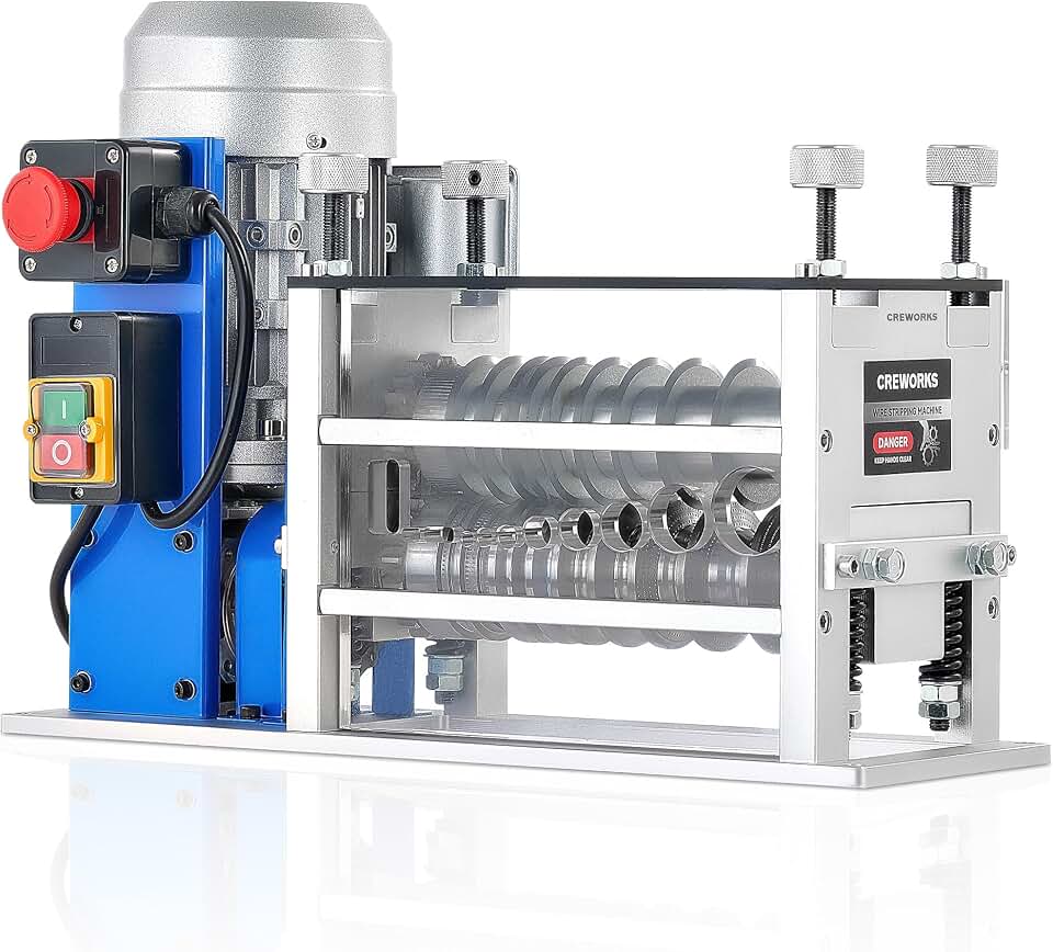 CREWORKS Electric Wire Stripping Machine, 11 Channel Automatic Wire Stripper for 0.06-1.6 in. Copper Wires, 550W Cable Stripper Machine with 10 Blades, Electric Wire Stripper for Workshop Recycling