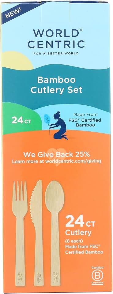 World Centric, Assorted Bamboo Cutlery, 24 Count