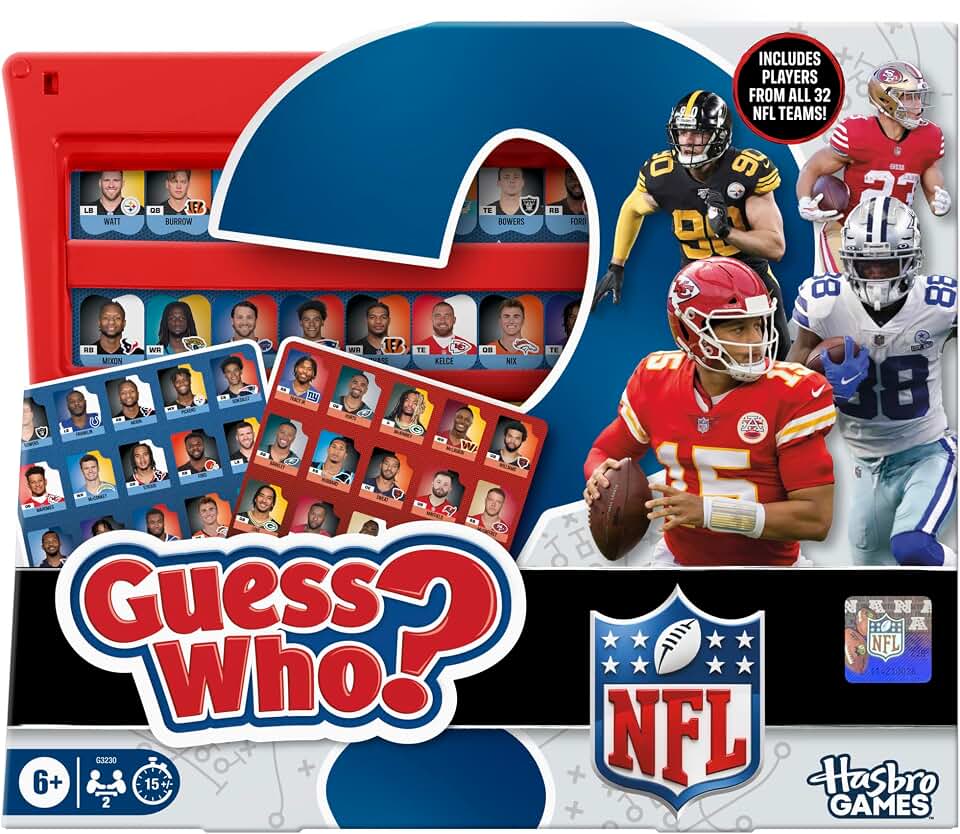 Guess Who? NFL Edition Board Game | Officially Licensed NFL Game for Kids and Families | Ages 6+ | 2 Players | 15 Mins. | Football Games