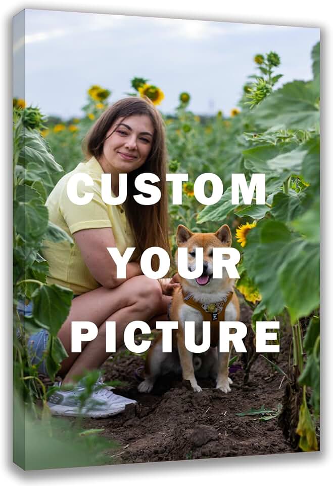 Custom Framed Canvas Prints with Your Photos - Personalized Wall Art for Pet/Family Gifts or Mom/Men/Women 8 x 10