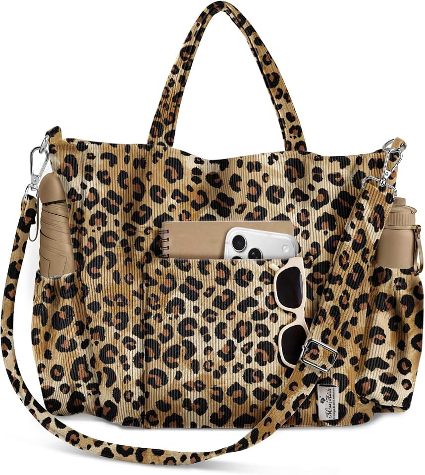 Miss Adola Corduroy Crossbody Tote Bag for Women - Large Capacity with Zipper Closure, Multi-Pocket Storage, Adjustable Shoulder Strap, Corduroy Texture for Daily Work Essentials