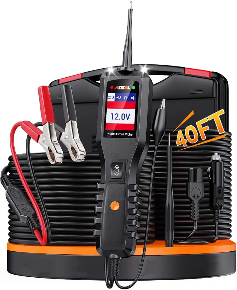 PB100 Automotive Power Circuit Probe, 12-24V Electrical Short &amp; Open Detector | Component Activation, AC/DC Voltage Tester, Resistance, Frequency, Relay Fuse Test Light, 40FT Cord for Car, Trailer &amp; Trucks Global Recycled Standard