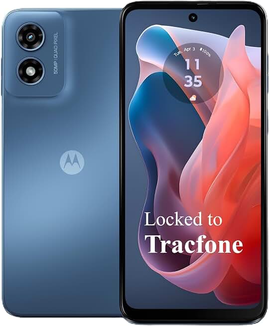 Tracfone Moto g Play 2024 Prepaid Phone featuring a 1-Yr Plan Included | Prepaid Smartphone with Full YR Plan Included bundled with 1500 Min/Text/Data for365 days of service - Locked to Tracfone