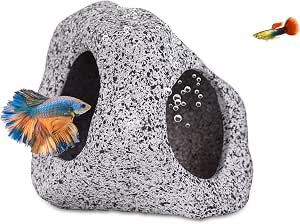 Ameliade Betta Fish Tank Rock Cave Decor Aquarium Accessories, Medium