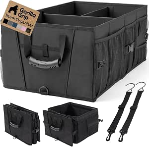 GORILLA GRIP Trunk Organizer for SUVs and Cars, Large Capacity Black
