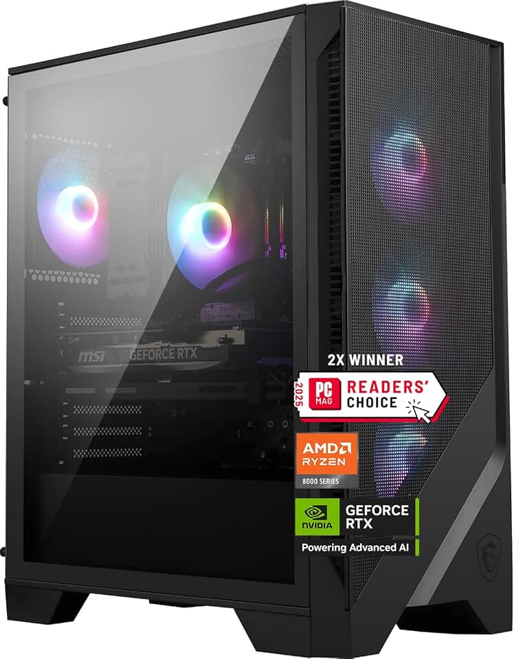 msi Codex Z2 Gaming Desktop: AMD R7-8700F, GeForce RTX 5070, 32GB DDR5, 2TB m.2 NVMe SSD, USB Type-C, VR-Ready, Windows 11 Home : Model A8NVP-436US
