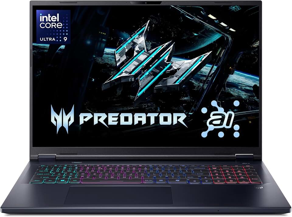 Acer Predator Helios Neo 18 AI Gaming Laptop | Intel Core Ultra 9 Processor 275HX | NVIDIA GeForce RTX 5070 Ti | 18" WQXGA 240Hz G-SYNC | 32GB DDR5 | 2TB Gen 4 SSD | Killer Wi-Fi 6E | PHN18-72-9474