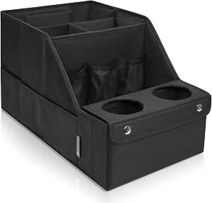 MULISOFT Car Backseat Organizer featuring 11 Compartments & 2 Cup Holders, Black
