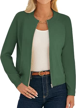 GRACE KARIN Womens Long Sleeve Zip Up Cardigan Sweaters Lightweight Sweater Jacket Knitted Fashion Clothes