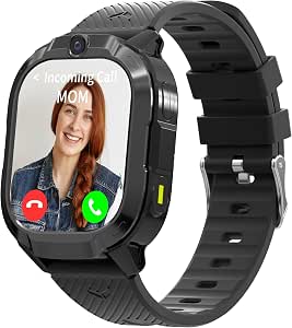 4G Kids Smart Watch with GPS Tracker & Phone Calls for Age 5-12, Tracking Smartwatch with SOS Calling, School Mode, Parental Controls, Video Call Voice Chat Camera Alarm Clock Flashlight Birthday Gifts