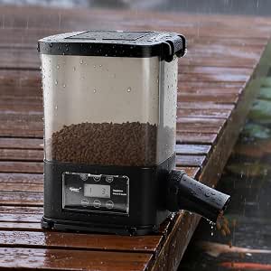 hygger 5L Solar Rechargeable Fish Feeder, Waterproof Pond Fish Food Dispenser for Outdoor Koi, Auto Timer Aquarium Feeder featuring LCD Display Adjustable Feeding Time Quantity Portion