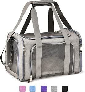 Henkelion Cat Carriers Dog Carrier Pet Carrier For Small / Medium Cats Dogs Puppies (Up To 15lbs), TSA Airline Approved Small Dog Carrier Soft Sided, Collapsible Waterproof Travel Puppy Carrier - Gray