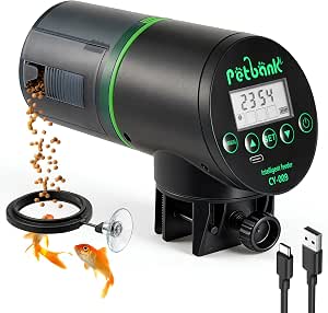 Automatic Fish Feeder for Aquarium Simple Setup & 4 Timers Black