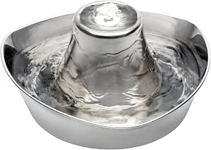 PetSafe Seaside Stainless Cat & Dog Fountain, 60 oz, 2 Filters with Pump