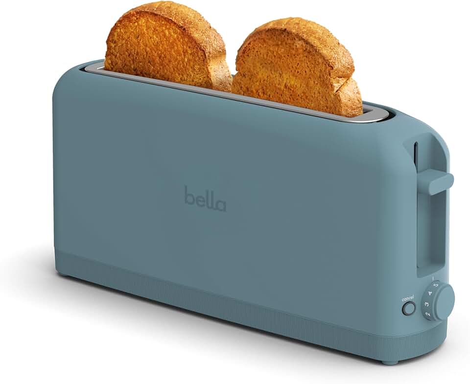 bella Fits-Anywhere™ 2-Slice Slim Toaster, Long Slot &amp; Extra Wide, Surf Blue