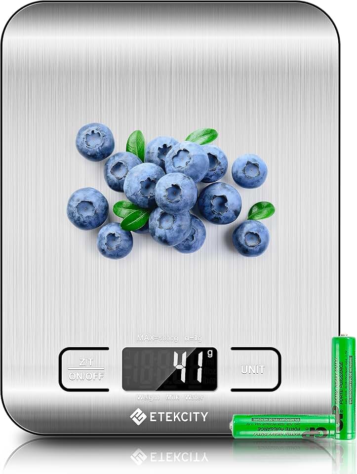 Etekcity Food Kitchen Scale, Digital Grams and Ounces, 11lb | Tare function, perfect for baking, weight loss, keto, meal prep, packages, liquids and jewelry, 304 Stainless Steel