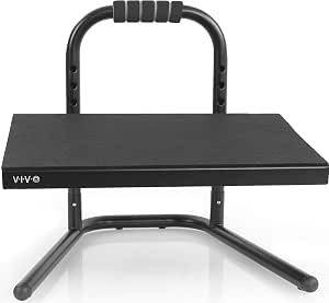 VIVO Ergonomic Height Adjustable Foot Rest Relief Platform, Elevated Stool for Comfortable Sit-Stand Workstation, Non-Slip Surface, Portable, Home Office Classroom Use, Black, STAND-FT01