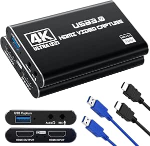 Guermok USB 3.0 HDMI Capture Card, 1080P 60FPS and 2K30 Video Capture Device
