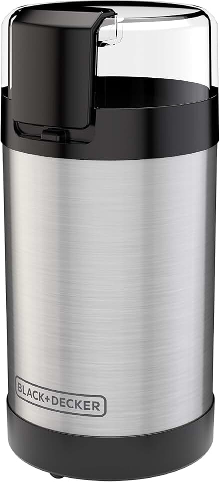 BLACK+DECKER One-Touch Coffee &amp; Spice Grinder featuring Stainless Steel Blades | Stainless steel grinder with one-touch control, safety lock and capacity for up to 12 cups of coffee