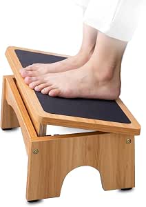StrongTek Ergonomic Wooden Foot Rest Under Desk, 3 Angles, Non-Slip