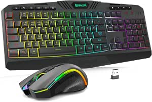 Redragon S101M-KS Gaming Keyboard and Mouse Wireless with Tri-Mode, RGB Keyboard and 4800 DPI Gaming Mouse, 10 Independent Multimedia Keys for Wins, PC, Computer, Wireless S101 Perfect for Gamer