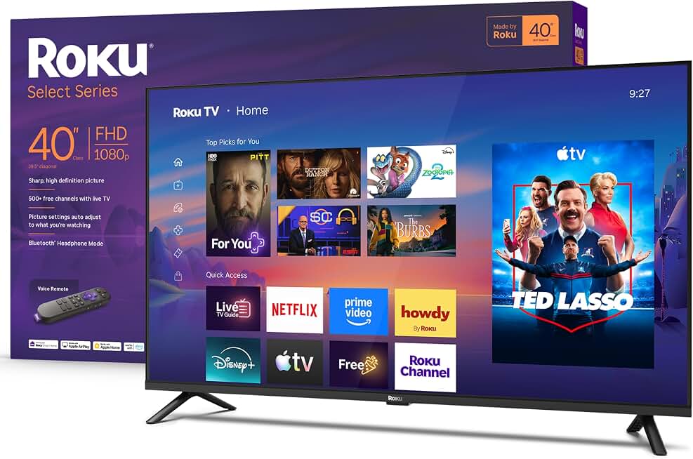 Roku 40-Inch Select Series Smart TV 2026-1080p Full HD TV - RokuTV | Flat Screen LED Television with Voice Remote, Wi-Fi &amp; Bluetooth Headphone Mode - Streaming Live Local News Sports &amp; Movies