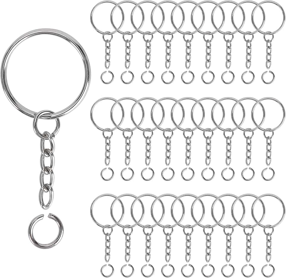 Sucrown 120PCS Keychain Making Supplies, 60PCS Key Chain Rings with Chain and 60PCS Jump Rings, Keychains Bulk Rings Making Kit for Crafts