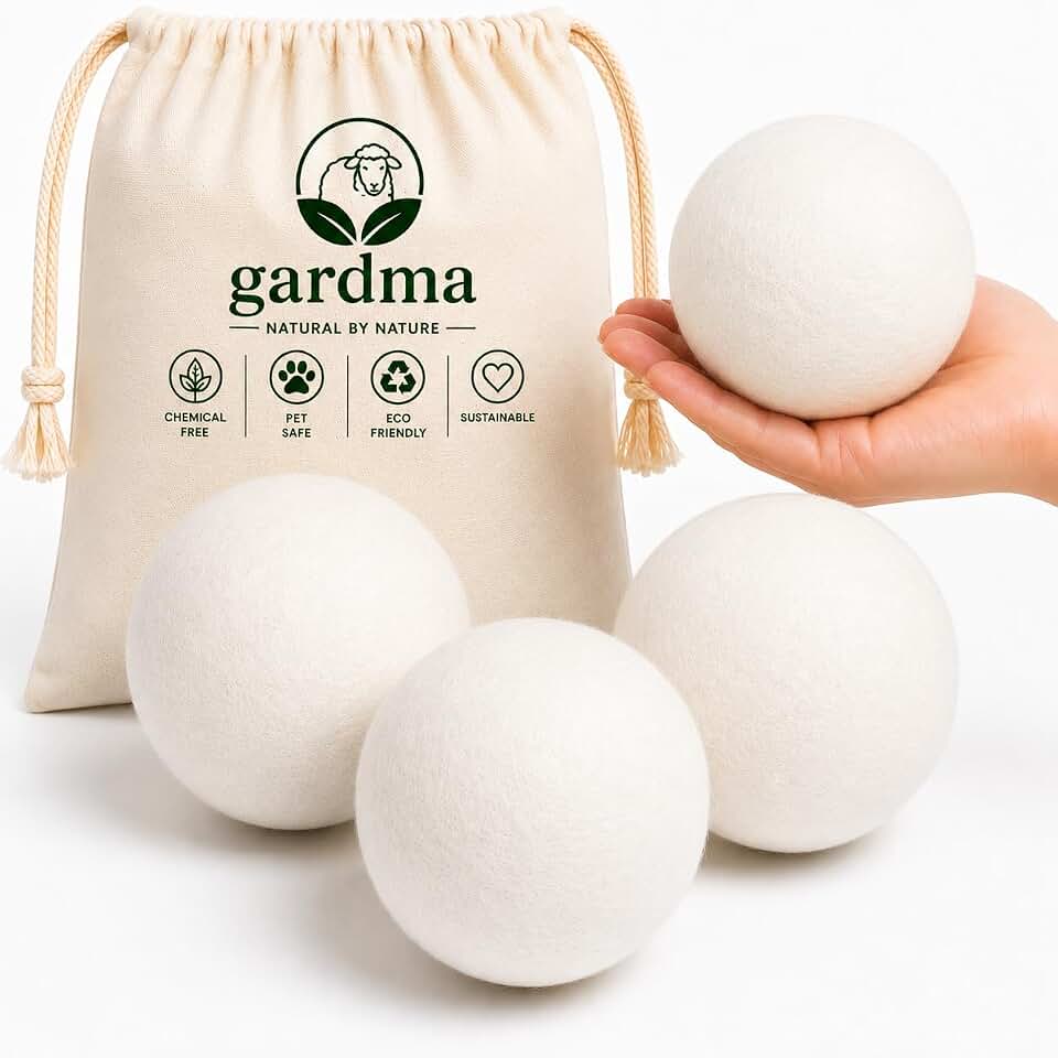 Wool Dryer Balls XL 4-Pack – Organic Wool Dryer Balls for Laundry Reusable, Natural Fabric Softener, Reduces Drying Time, Static, Wrinkles &amp; Laundry Clumping