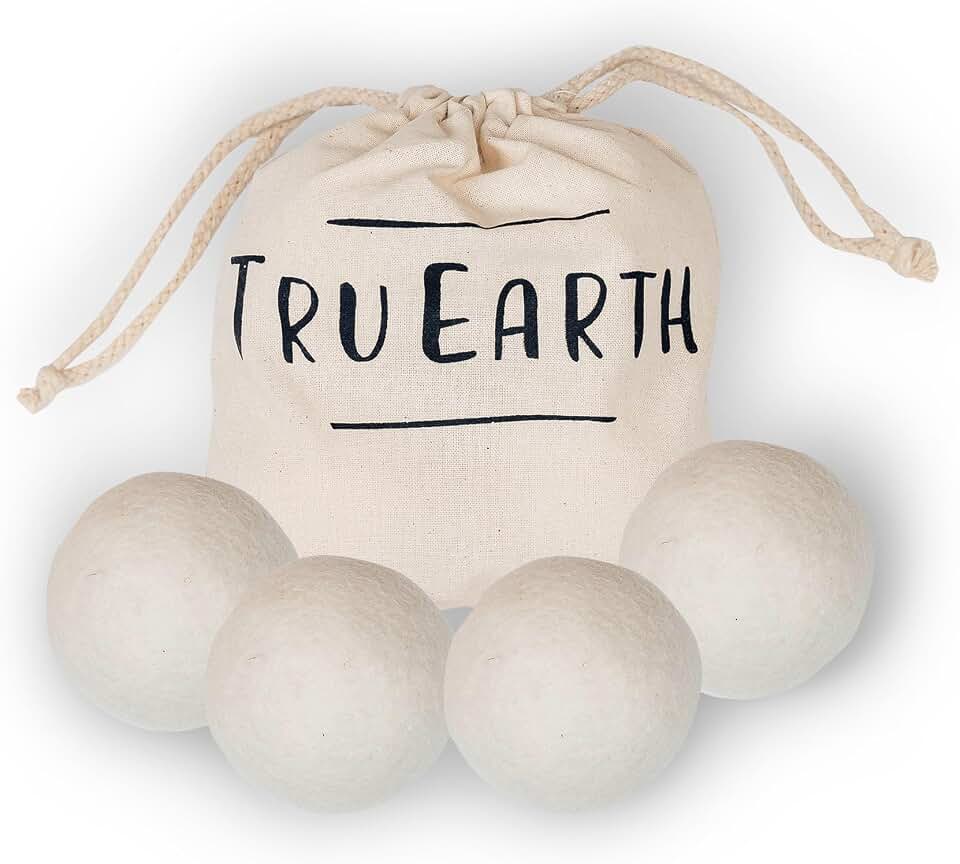 Tru Earth Wool Dryer Balls, Set of 4 XL | 100% Wool Anti-Static Balls for Laundry, Reusable &amp; All Natural, Lasts 1000 Loads