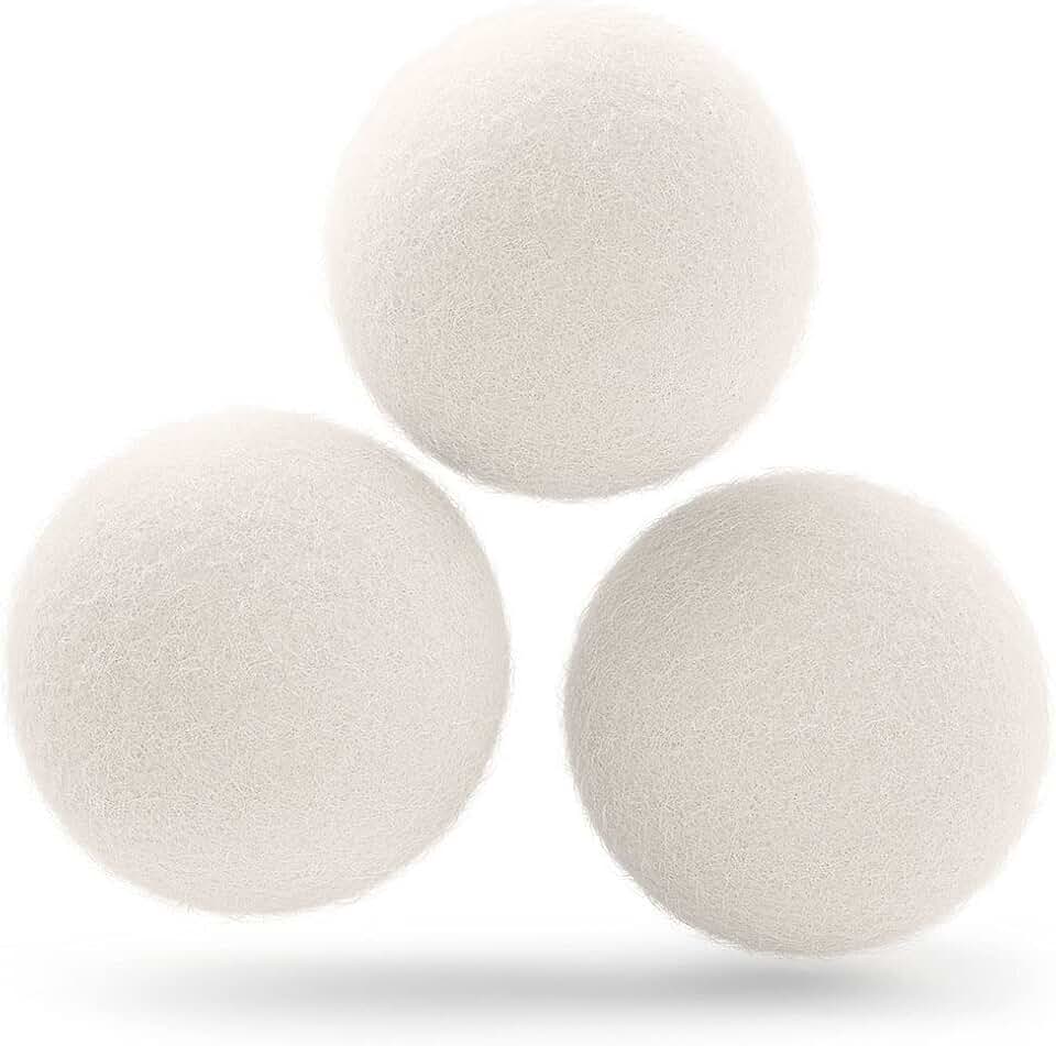 Cosy House Collection Wool Dryer Balls Premium Natural Fabric Softener | Eco-Friendly, Saves on Time and Energy - Soften Clothes Naturally - Reusable for Up to 3 Years - White (Pack of 3)