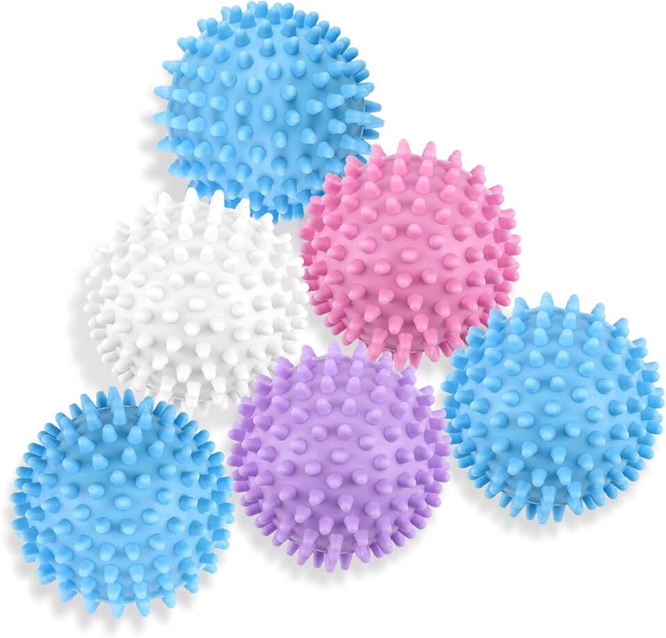 6 Pcs Dryer Balls Laundry Reusable, Soften Fabrics, Reduce Static &amp; Wrinkle | 2.4 Inch, Fabric Softener Alternatives, Faster Drying for Clothes, Towels, Blankets and Bedding