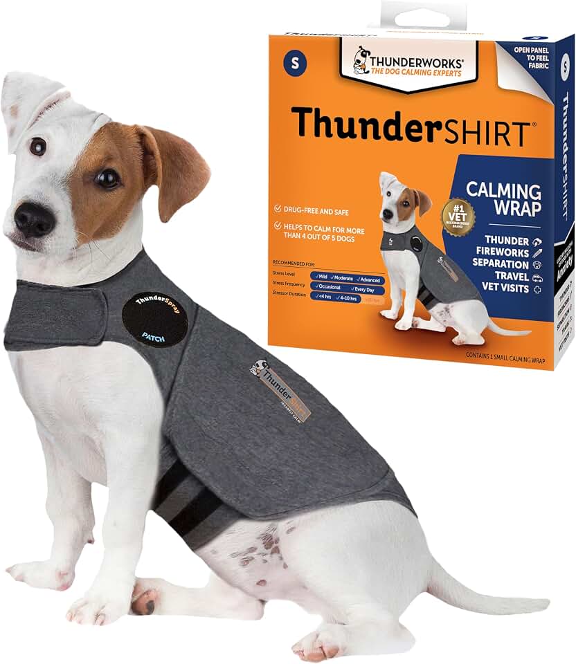 ThunderShirt for Dogs Calming Anxiety Vest, Small, Heather Gray | Skin-Friendly Dog Anxiety Shirt, Helps Reduce Stress from Thunder, Fireworks &amp; Travel