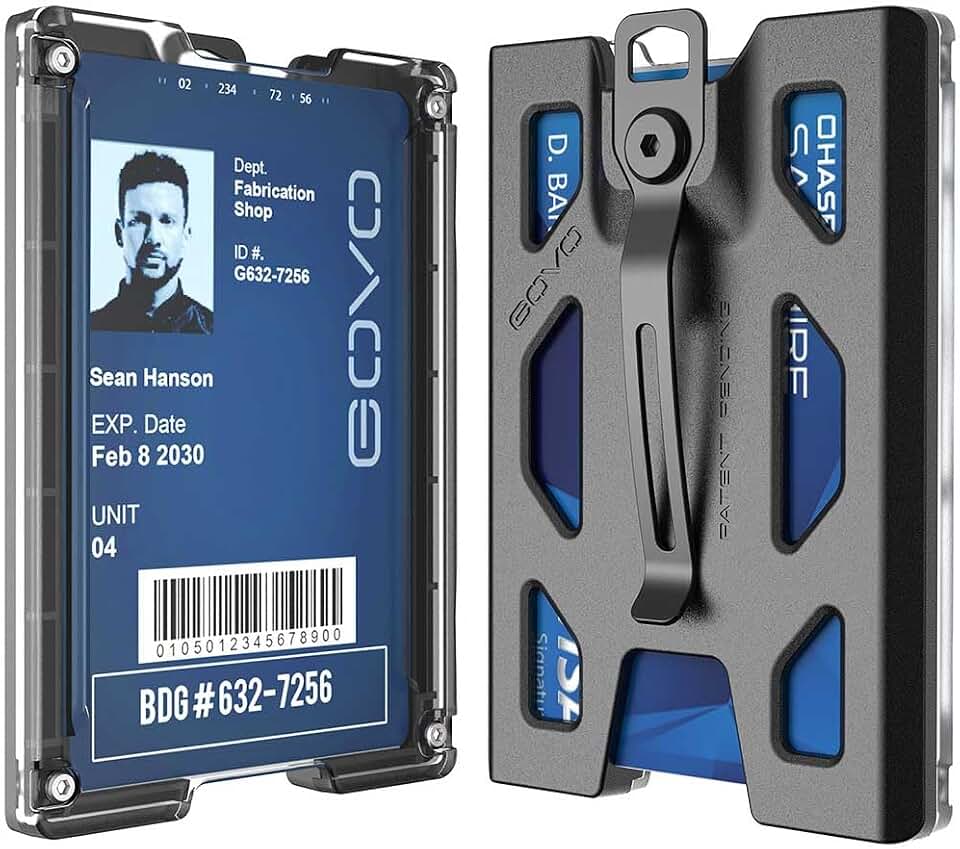 GOVO T4 Badge Holder/Wallet - Durable Polycarbonate ID/Credit Holder with Metal Clip and 4 Cards Slot (Holds 1to 4 Cards) Black