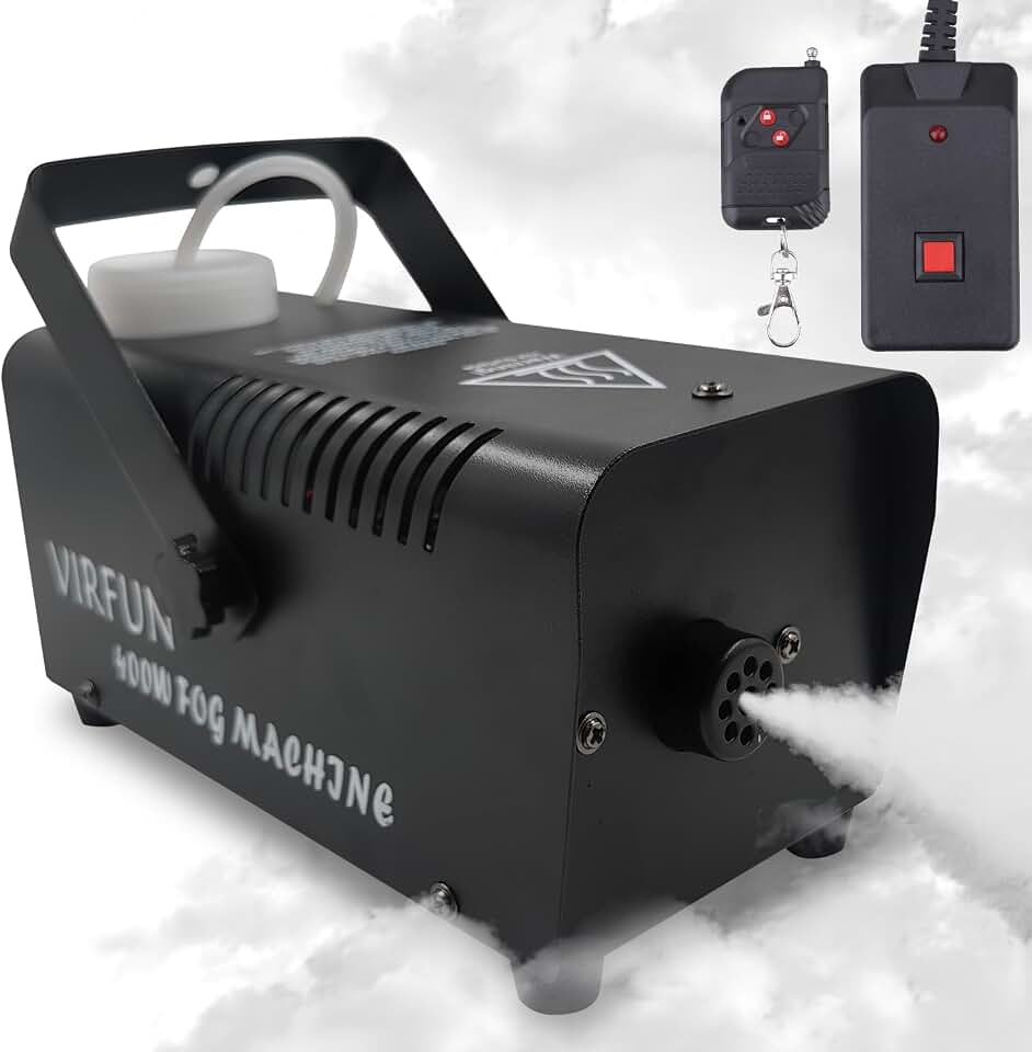 VIRFUN Fog Machine, Smoke Machine with Remote Control for Halloween, Party | Wireless&amp;Wired Remote Control, for Halloween, Party, Outdoor, Indoor and Stage Effect, 400W