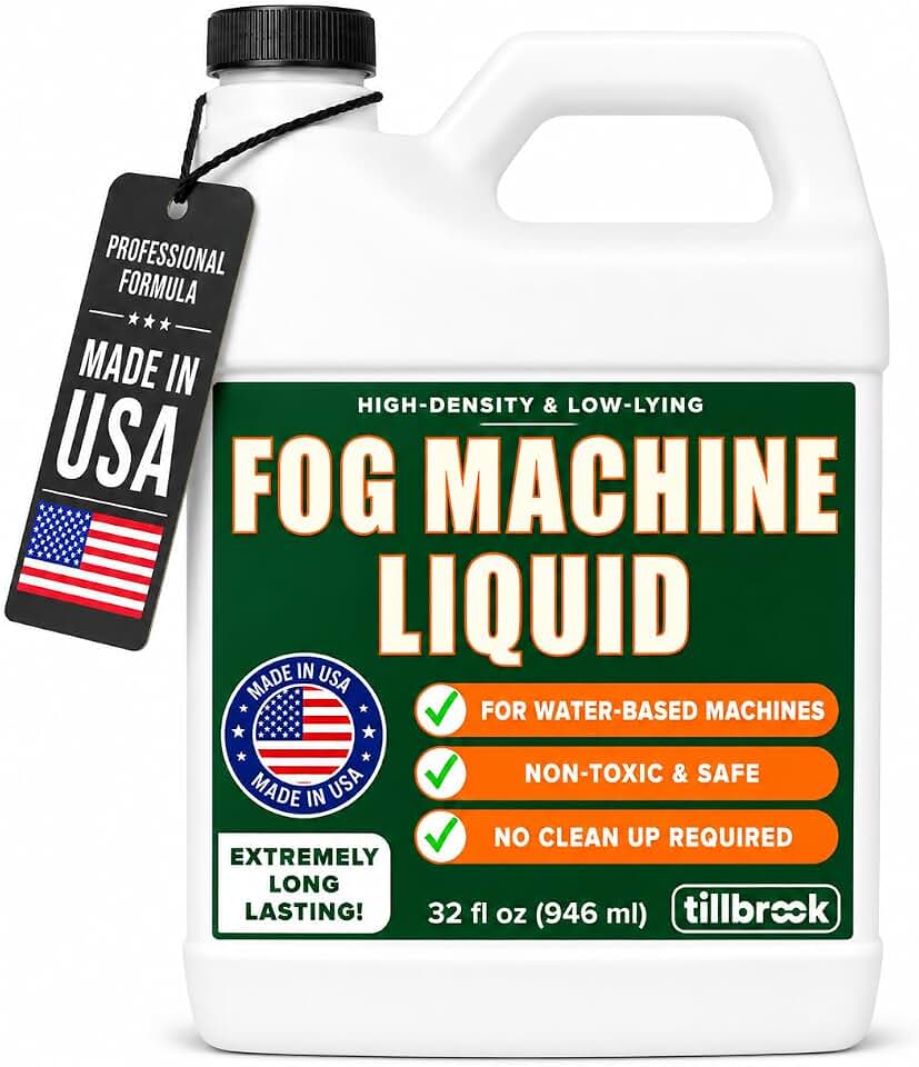 Fog Machine Liquid, 32 oz, High-Density, Long-Lasting, Water-Based Formula | Universal Ready-to-Use Fog Juice Solution for Spooky Halloween Parties, Haunted Houses, &amp; Concerts - Made in USA