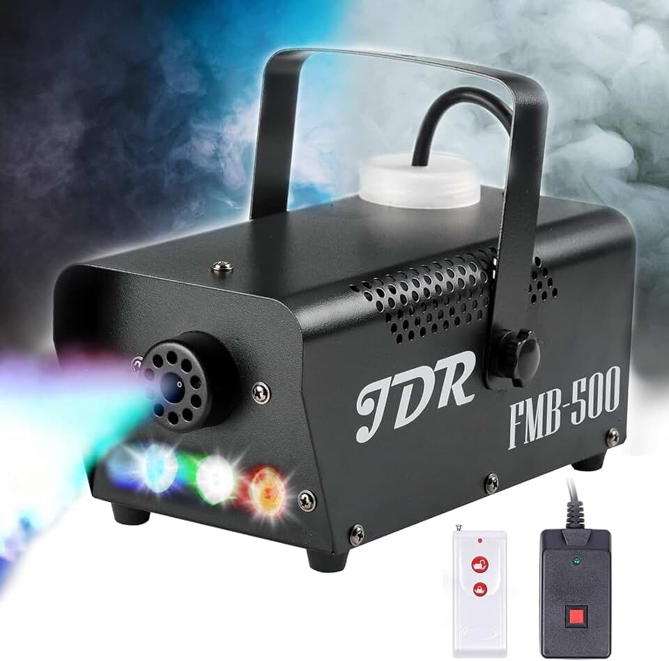 Fog Machine JDR Smoke Machine Controllable LED Light 500W and 2000CFM Fog Disinfection with Wireless and Wired Remote Control for Weddings, Halloween,Parties or Disinfection with Fuse Protection