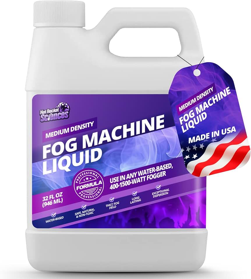 Fog Machine Liquid for Halloween Party and Events, Medium Density, 32oz | Not Rocket Sciences Fogger, Long-Lasting, Low-Lying Coverage, High Output, Water-Based, Ready to Use