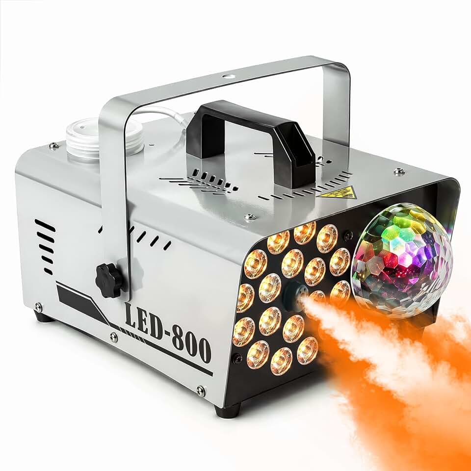 Fog Machine,800W 4500CFM For Halloween,Disco Light &amp; Remote | 18 LED Lights Effect Smoke Machine,Wired &amp; Wireless Remote,Dry Run Protect,Wedding, Parties&amp;DJ Stage,Indoor Outdoor Use