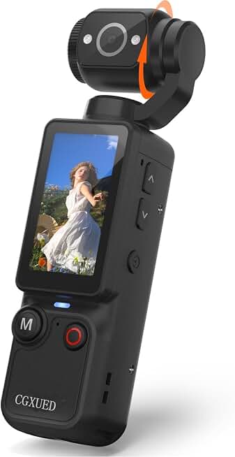 Vlogging Camera, Mini Camcorder, Portable Handheld Video Camera | Mini camcorder featuring 180° rotating lens, 7-hour battery, 32GB card, one-button recording for travel and daily moments