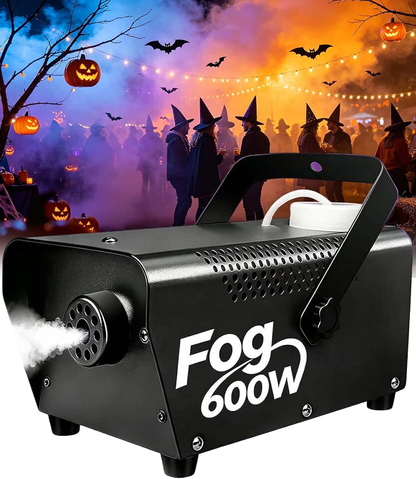 Fog Machine, 600W Smoke Machine with Wireless&amp;Wired Remote Control | Fog Machine for Halloween , Parties, Stage Effect, Disco, Outdoor, Indoor, Weddings